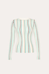Lucia Silk Wool Top | Elie Tahari AQUA STRIPE