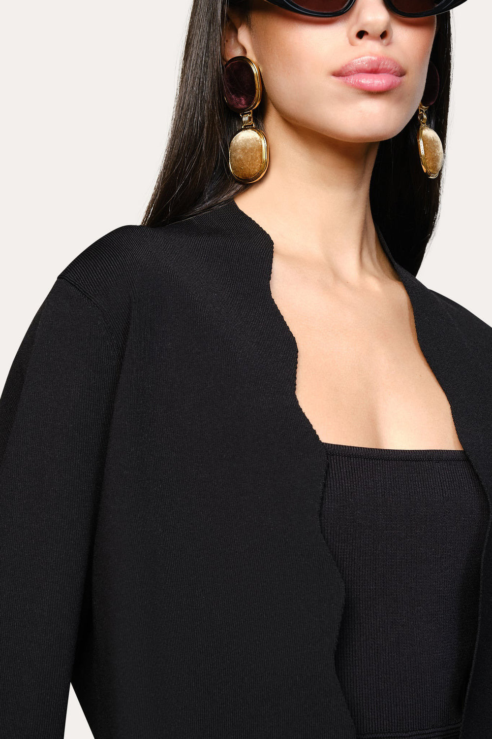 Scallop Cardigan | Elie Tahari BLACK