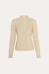 Cable Cotton Wool Sweater | Elie Tahari TOFFEE MELANGE