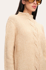 Cable Cotton Wool Sweater | Elie Tahari TOFFEE MELANGE