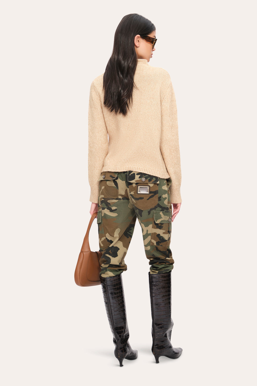 Cable Cotton Wool Sweater | Elie Tahari TOFFEE MELANGE