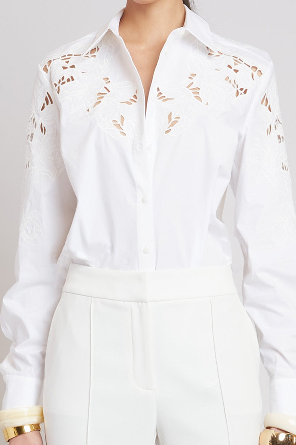 Openwork Cotton Shirt | Elie Tahari WHITE