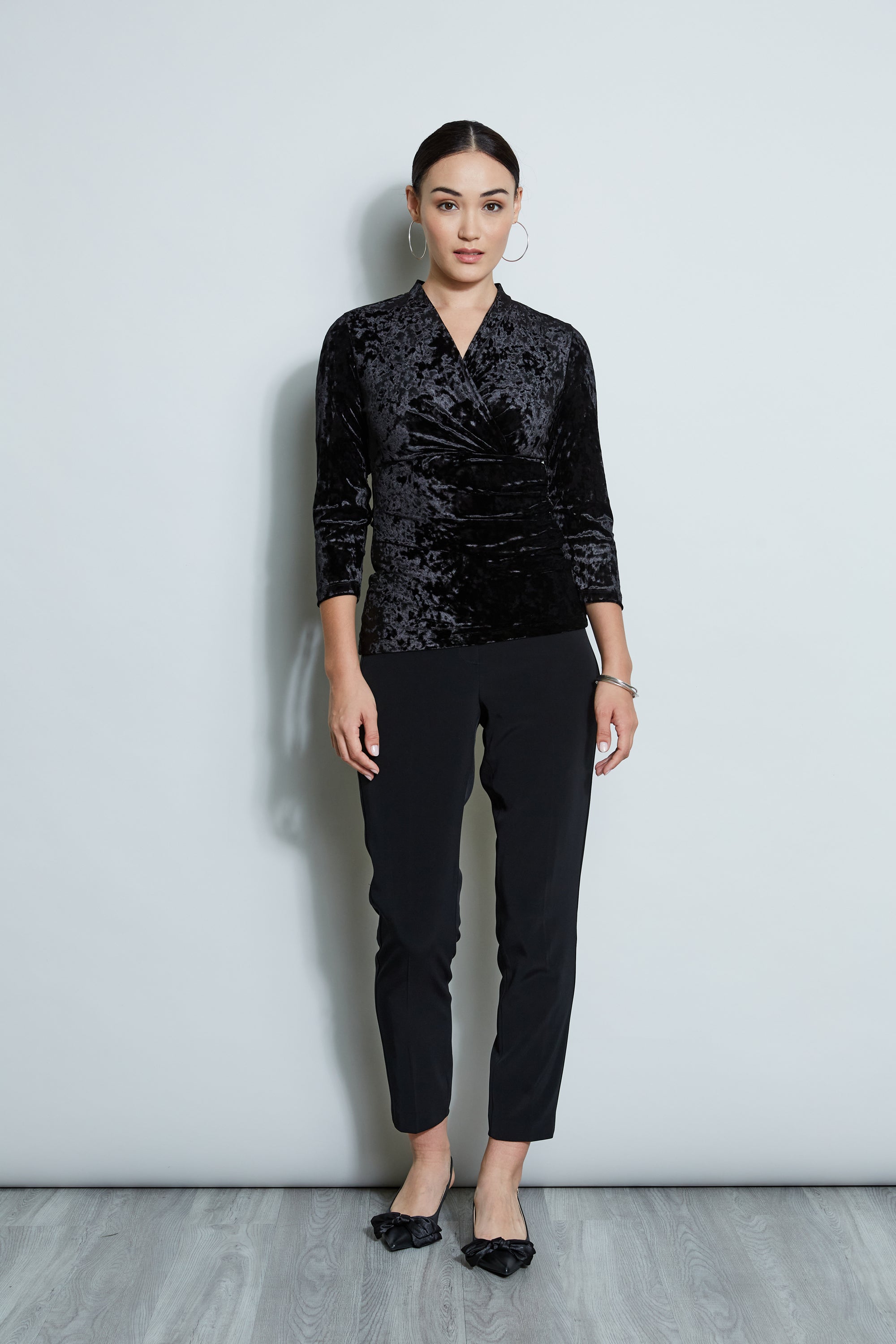 Crushed Velvet Ruched Knit | Elie Tahari BLACK