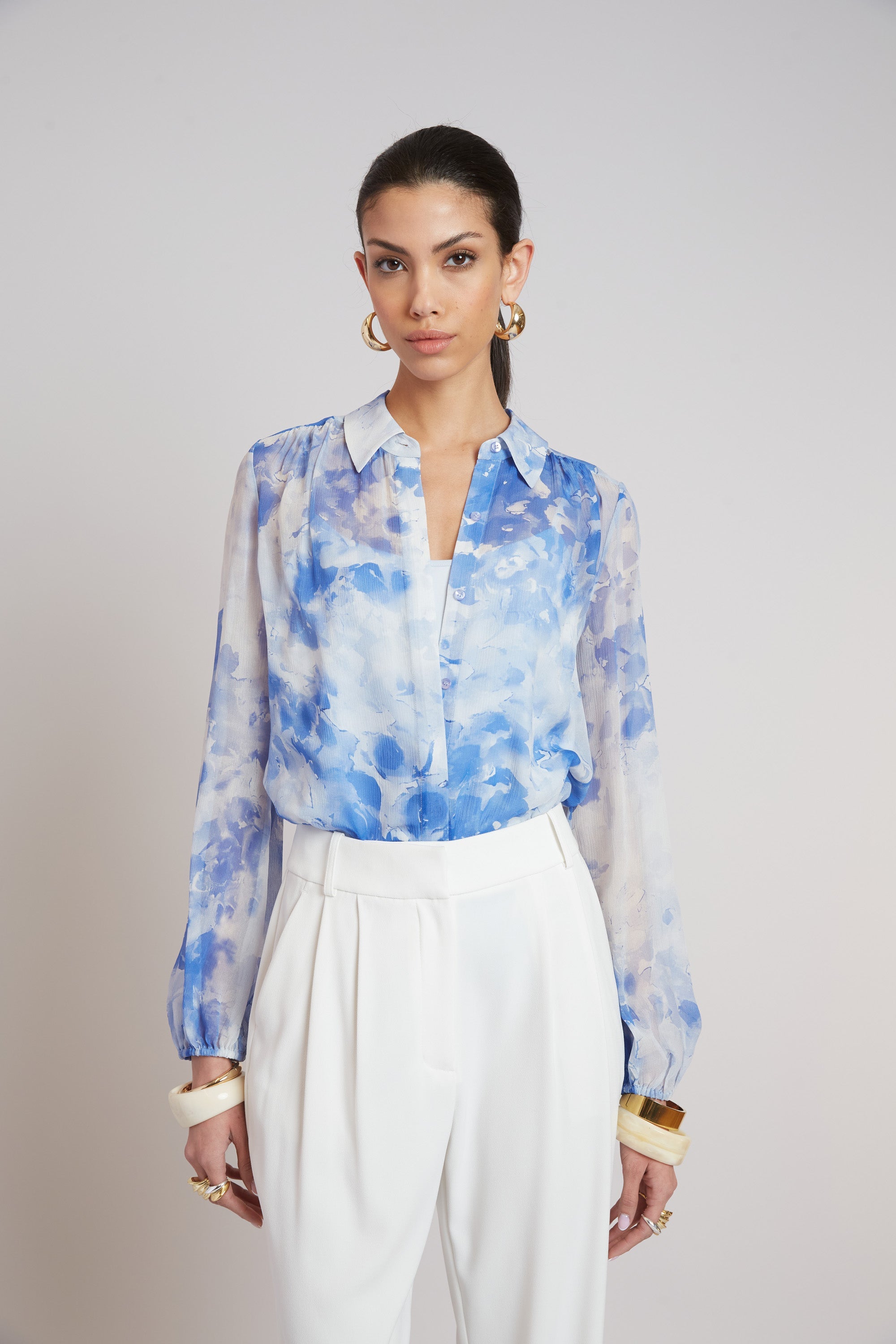 Oceana Silk Shirt | Elie Tahari MULTI