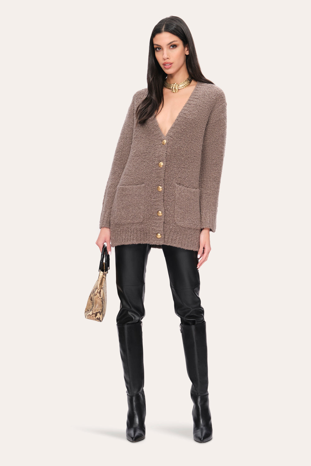 Boucle Merino Cardigan | Elie Tahari PORCINI