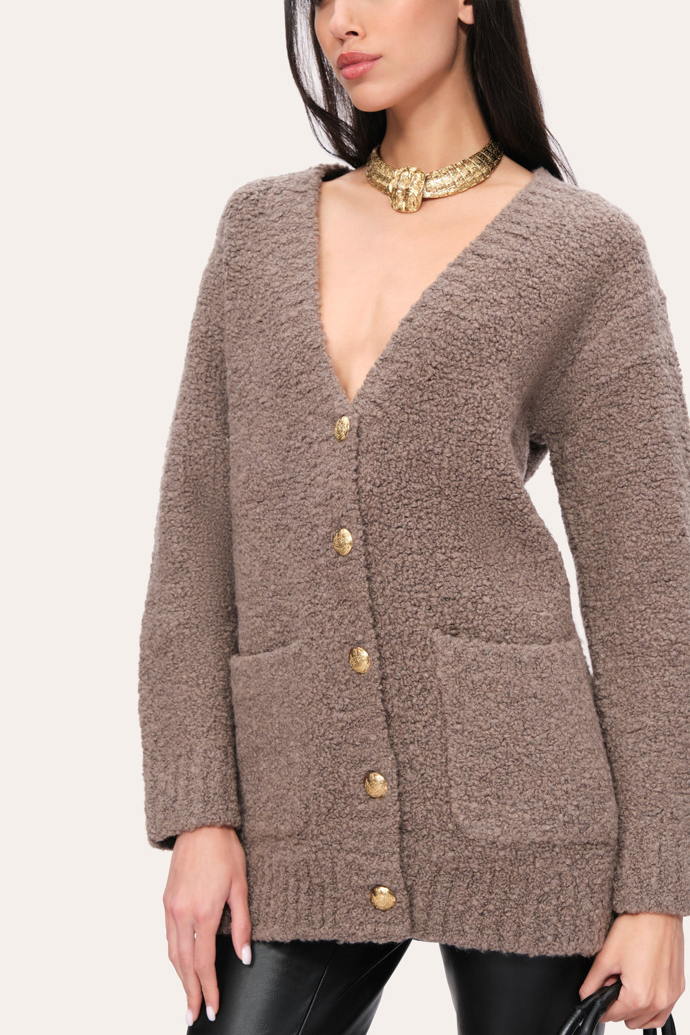 Boucle Merino Cardigan | Elie Tahari PORCINI