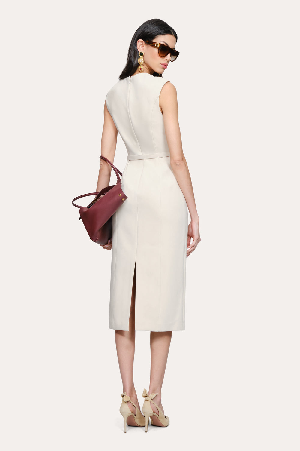 Margaret Belted Midi Dress | Elie Tahari CAMELLIA VEIL