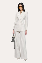 Solenne Double Breasted Linen Blazer | Elie Tahari PUTTY MELANGE