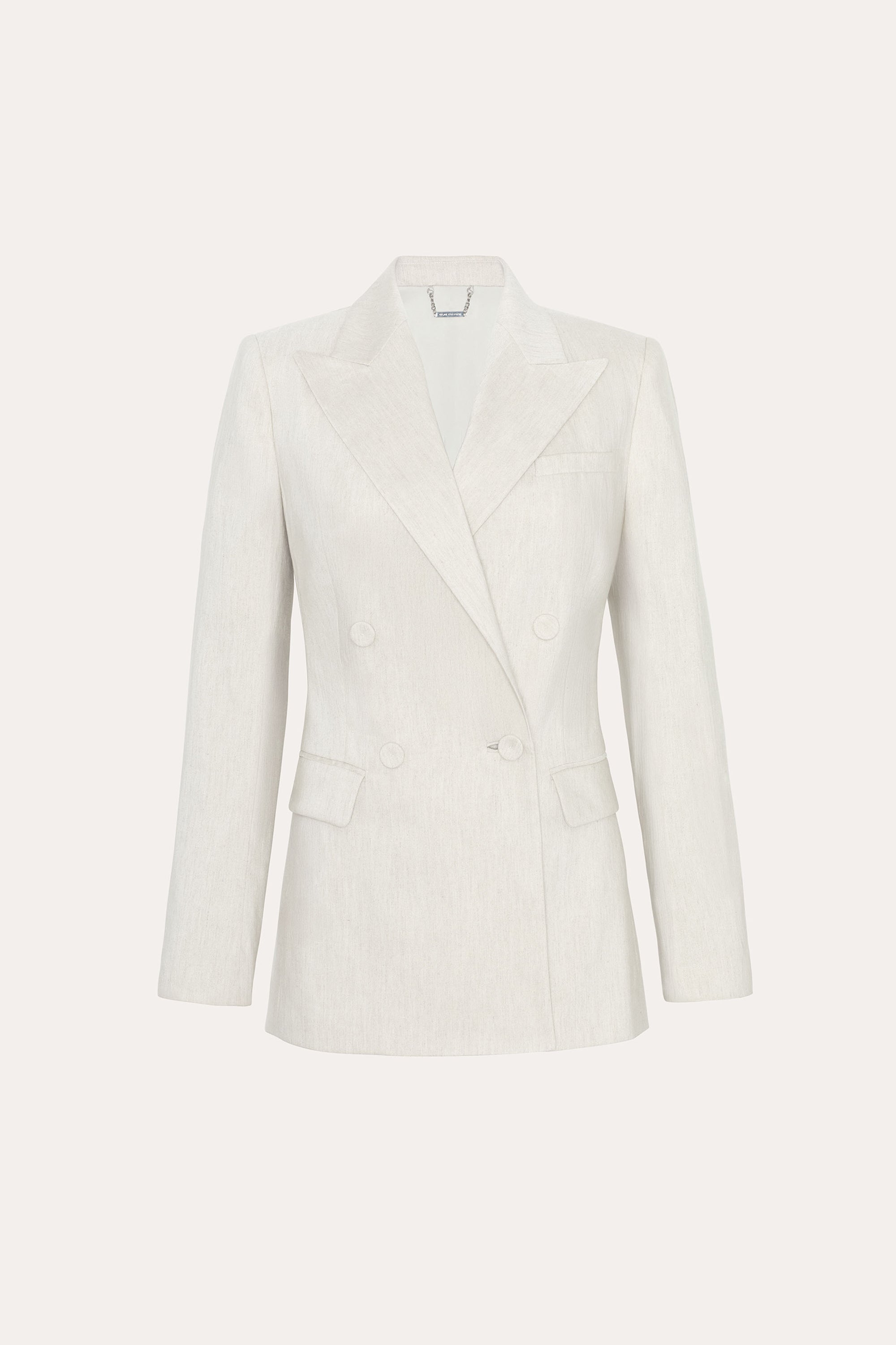 Solenne Double Breasted Linen Blazer | Elie Tahari PUTTY MELANGE