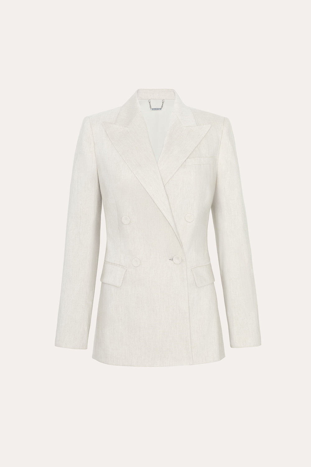 Solenne Double Breasted Linen Blazer | Elie Tahari PUTTY MELANGE