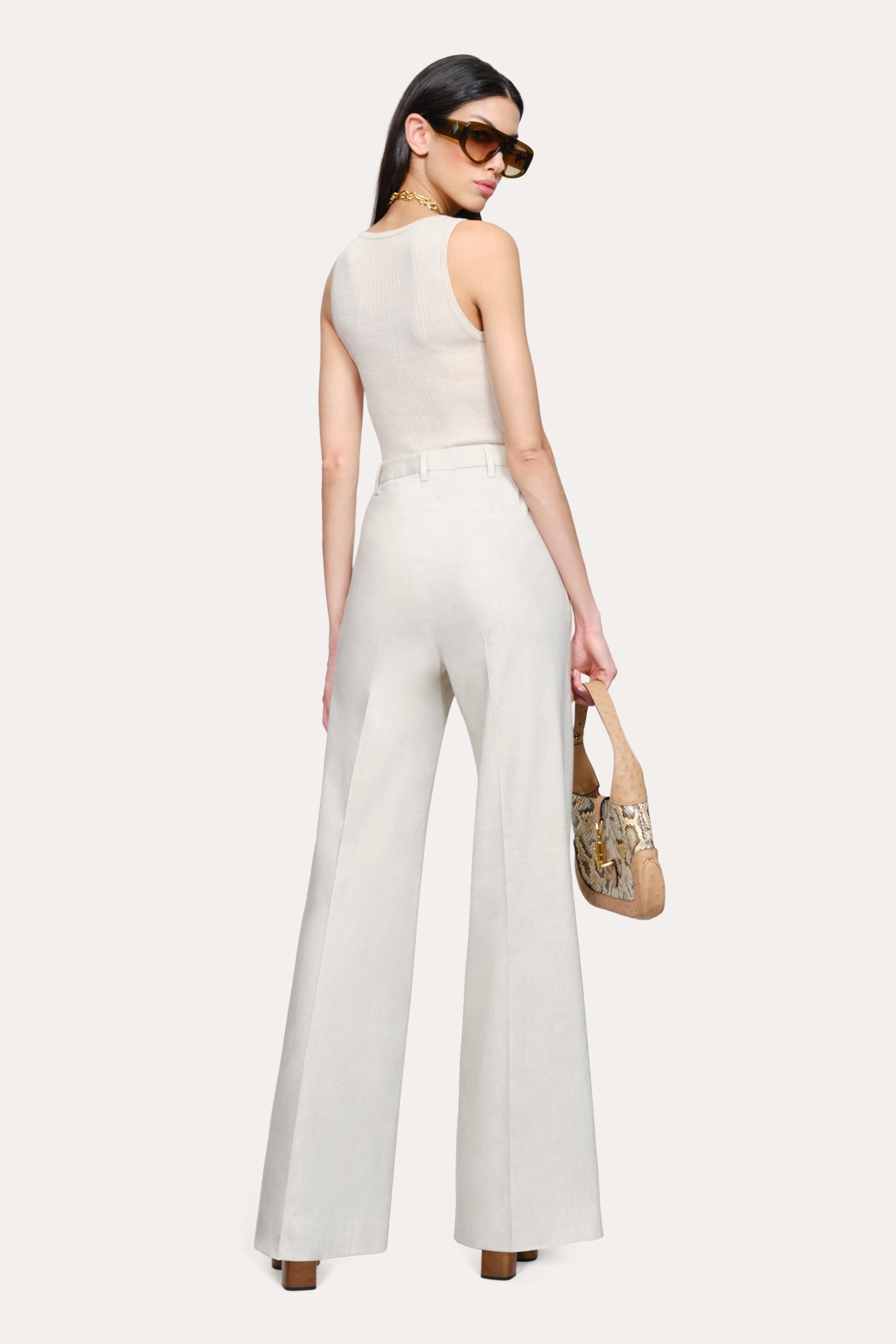 Solenne Linen Pant | Elie Tahari PUTTY MELANGE