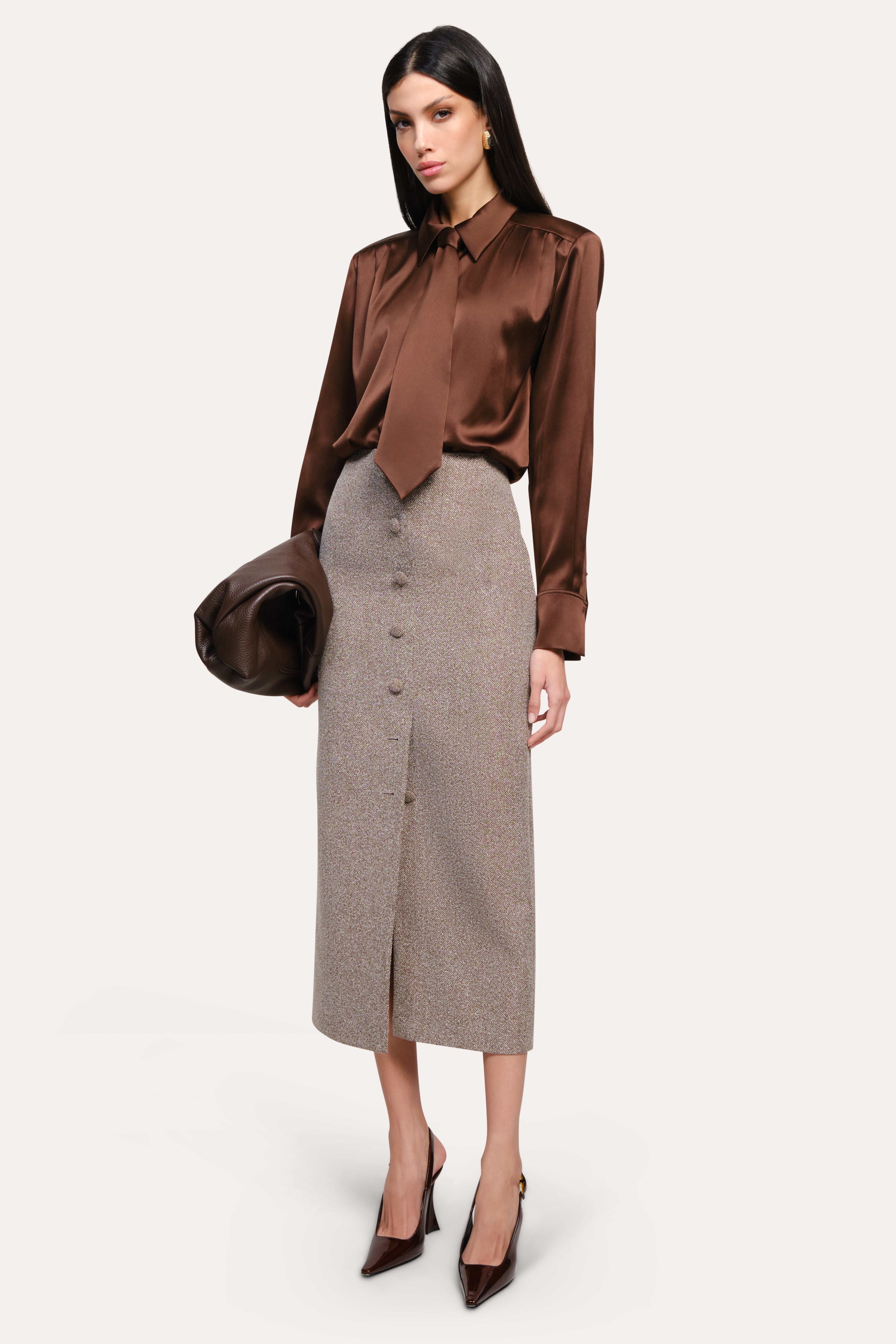 Béatrice Bouclé Maxi Skirt | Elie Tahari BROWN MELANGE