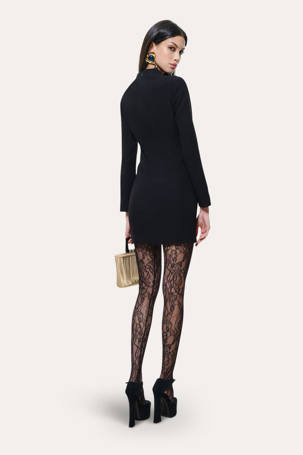 Harper Japanese Crepe Mock Neck Mini Dress | Elie Tahari BLACK