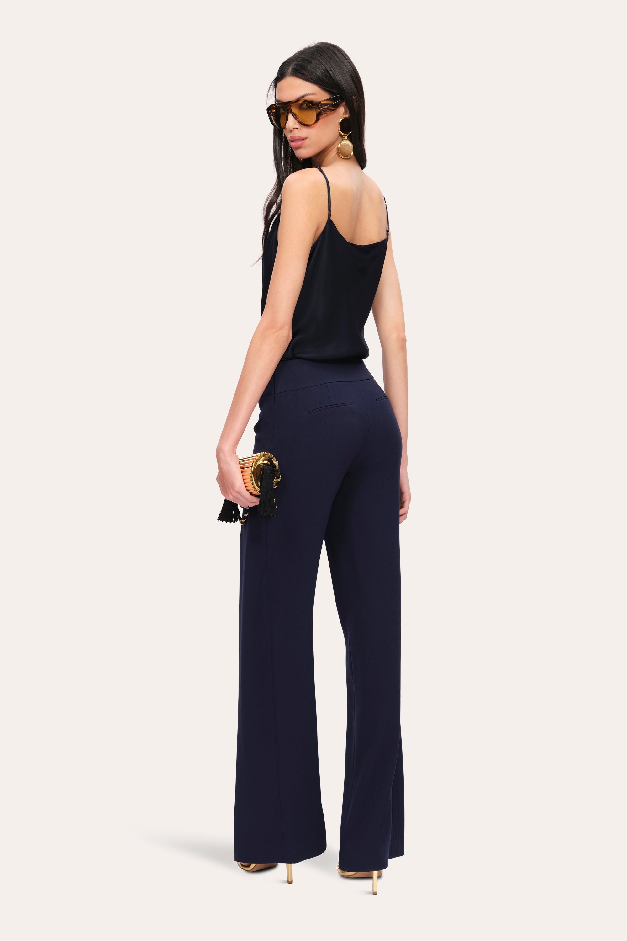 Crepe Overlay Slit Pant | Elie Tahari GALAXY NAVY