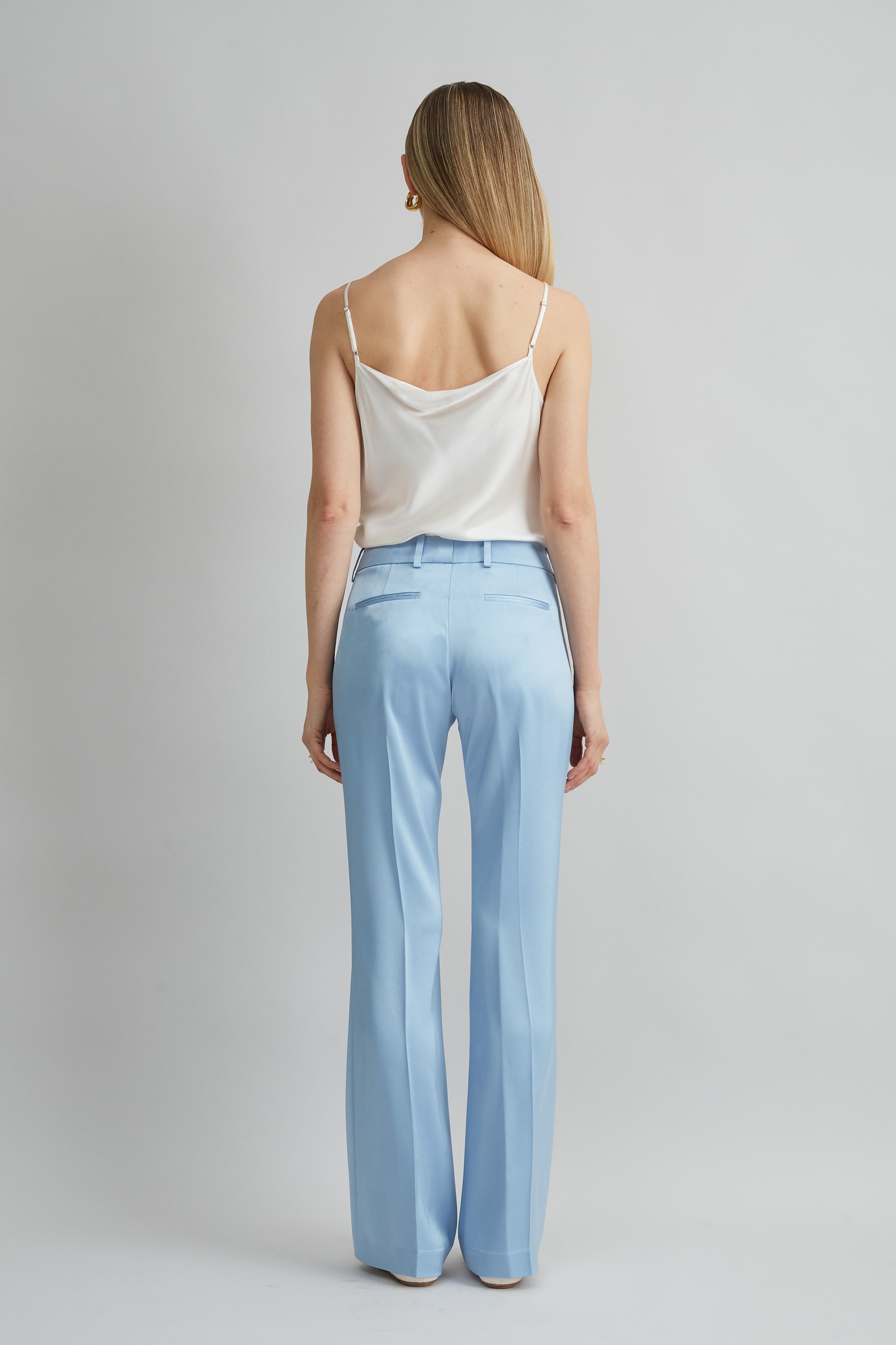 Satin Fit & Flare Pant | Elie Tahari MARBLE BLUE