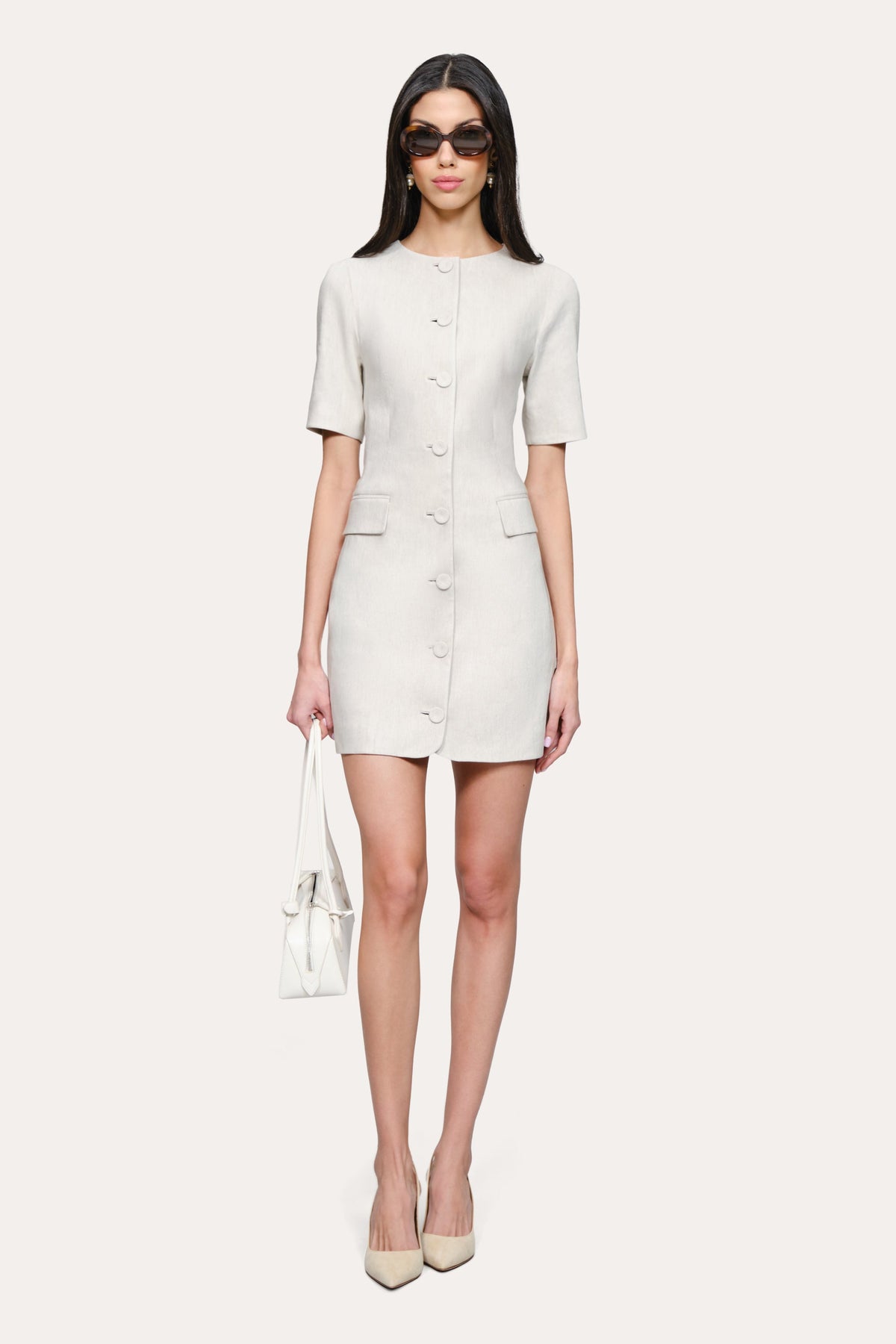 Kaia Linen Mini Dress | Elie Tahari PUTTY MELANGE