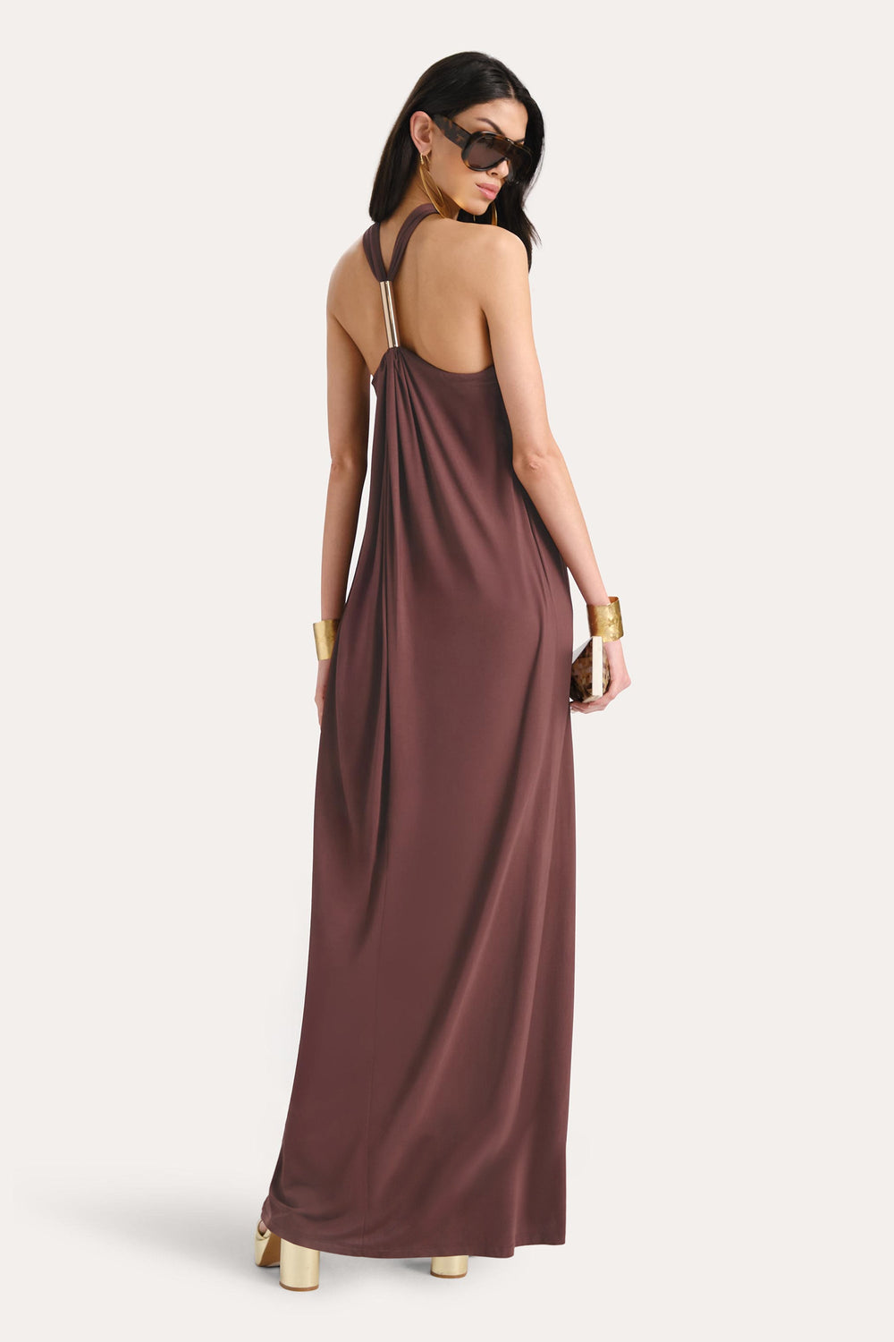 Aurora Halterneck Maxi Dress | Elie Tahari VINTAGE ROUGE