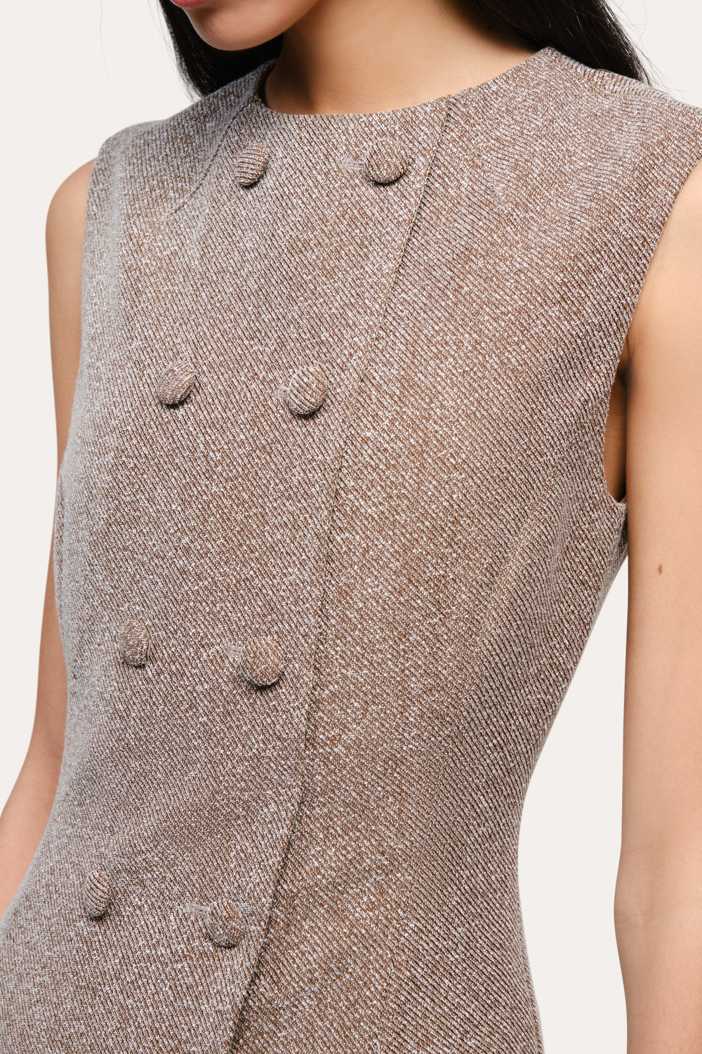 Cécile Bouclé Button Dress | Elie Tahari BROWN MELANGE