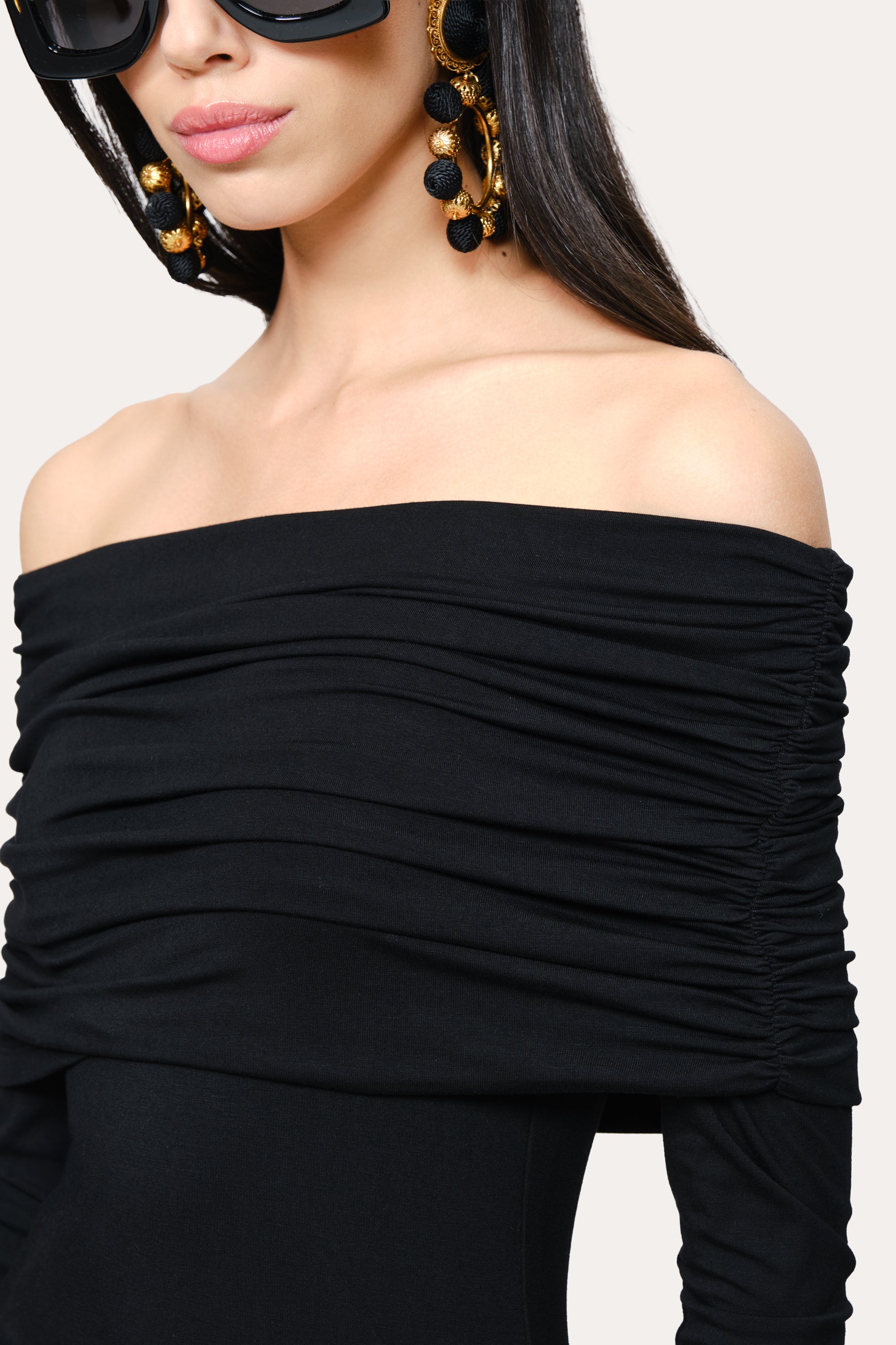 Serena Off-Shoulder Dress | Elie Tahari BLACK