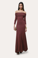 Olympia Off-Shoulder Flare Dress | Elie Tahari PORT WINE
