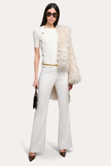 Daphne Ribbed Short Sleeve Top | Elie Tahari WHITE