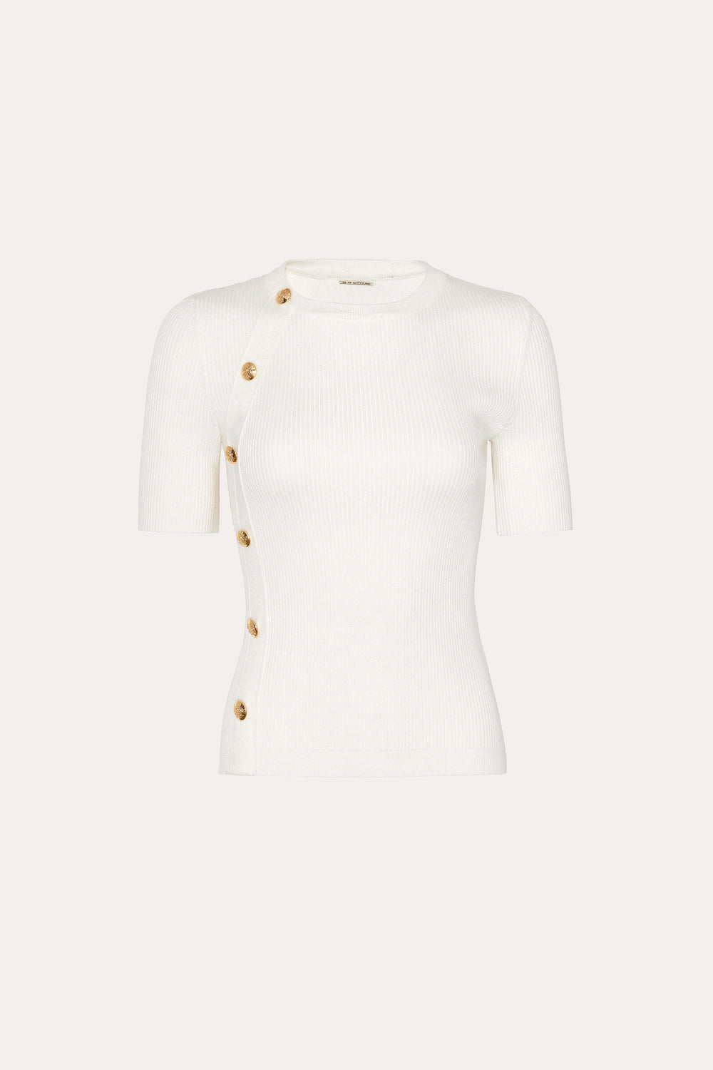 Daphne Ribbed Short Sleeve Top | Elie Tahari WHITE
