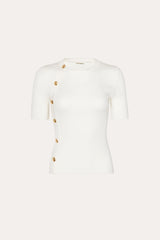 Daphne Ribbed Short Sleeve Top | Elie Tahari WHITE