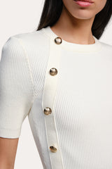 Daphne Ribbed Short Sleeve Top | Elie Tahari WHITE