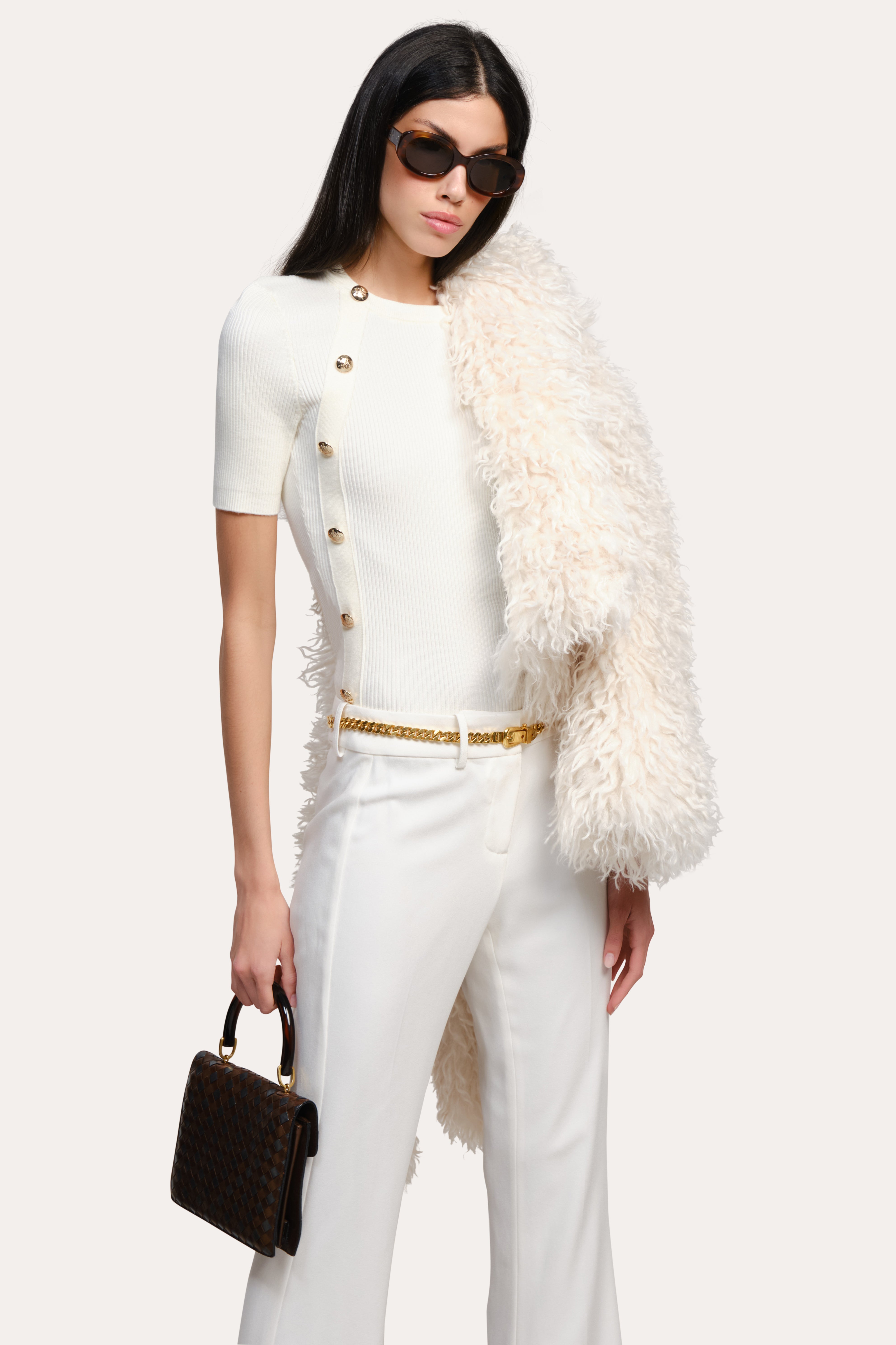 Daphne Ribbed Short Sleeve Top | Elie Tahari WHITE
