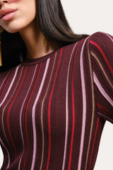 Lucia Silk Wool Top | Elie Tahari AUBERGINE STRIPE