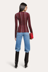 Lucia Silk Wool Top | Elie Tahari AUBERGINE STRIPE
