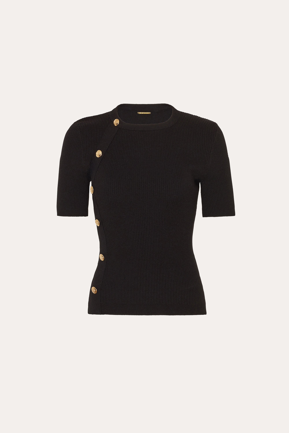 Daphne Ribbed Short Sleeve Top | Elie Tahari BLACK