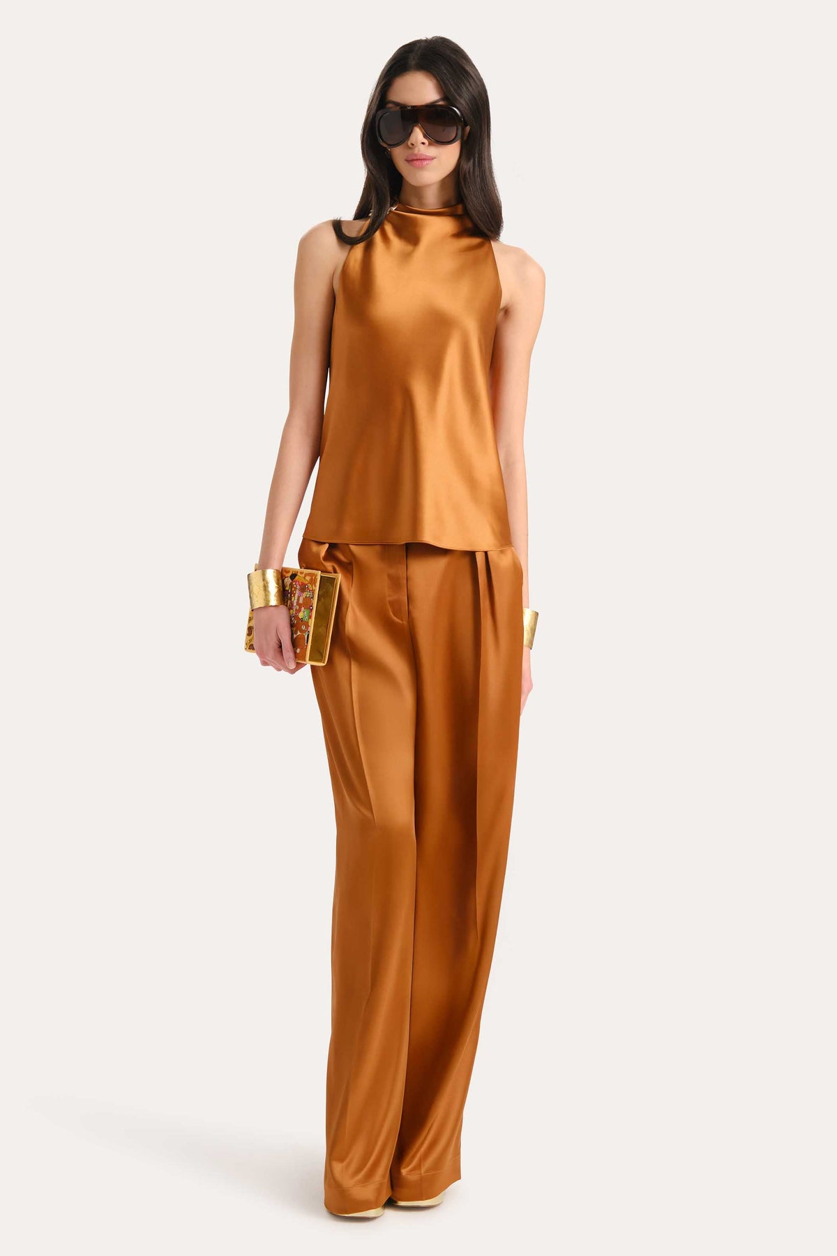 Shira Asymmetric Drape Top | Elie Tahari LATTE BRONZE