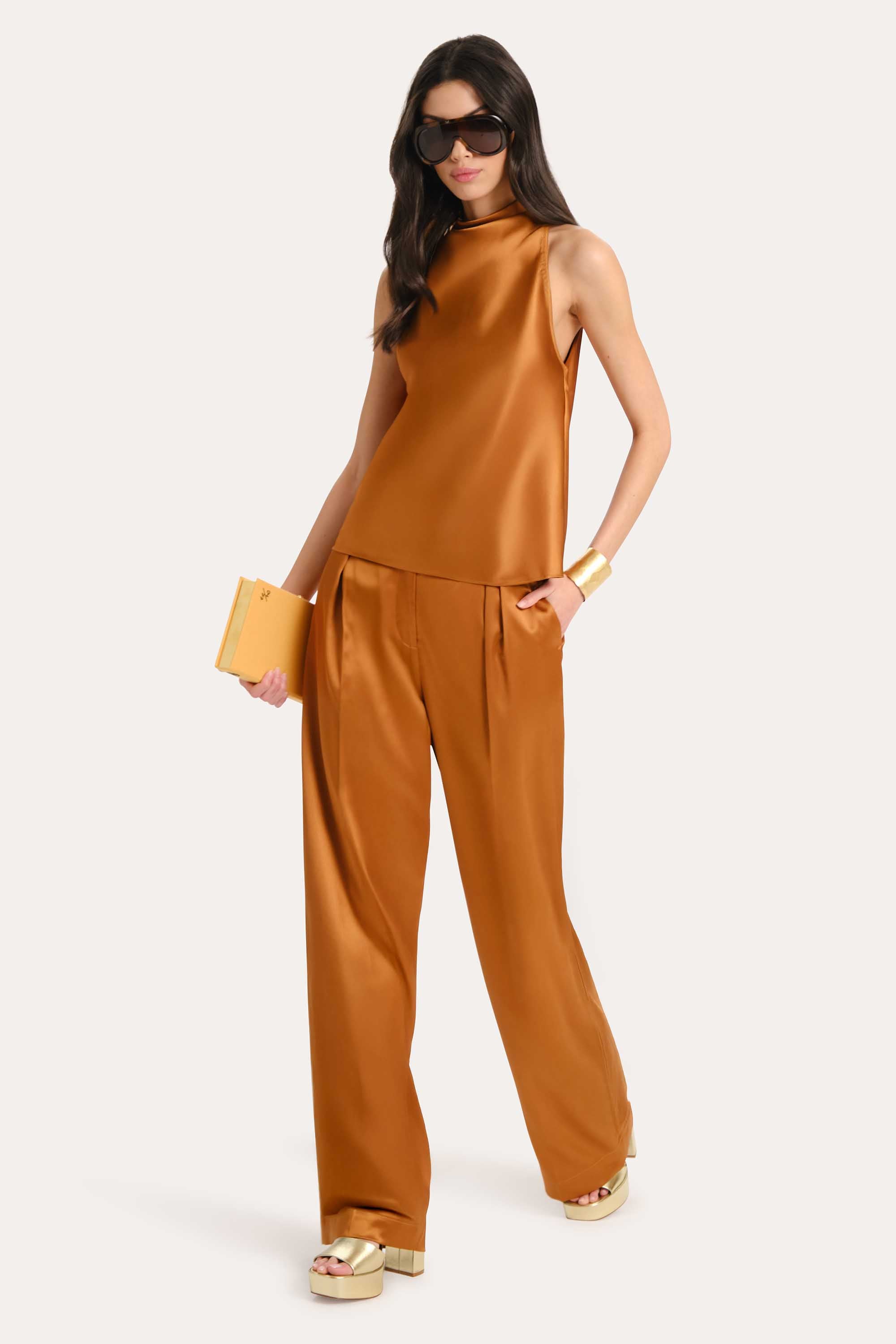 Shira Asymmetric Drape Top | Elie Tahari LATTE BRONZE