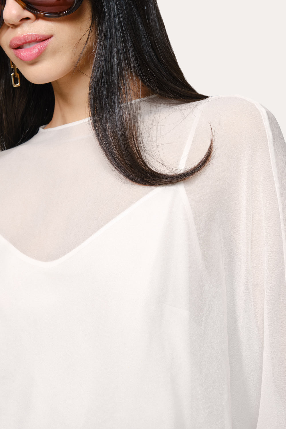 Sienna Silk Overlay Blouse | Elie Tahari CAMELLIA VEIL