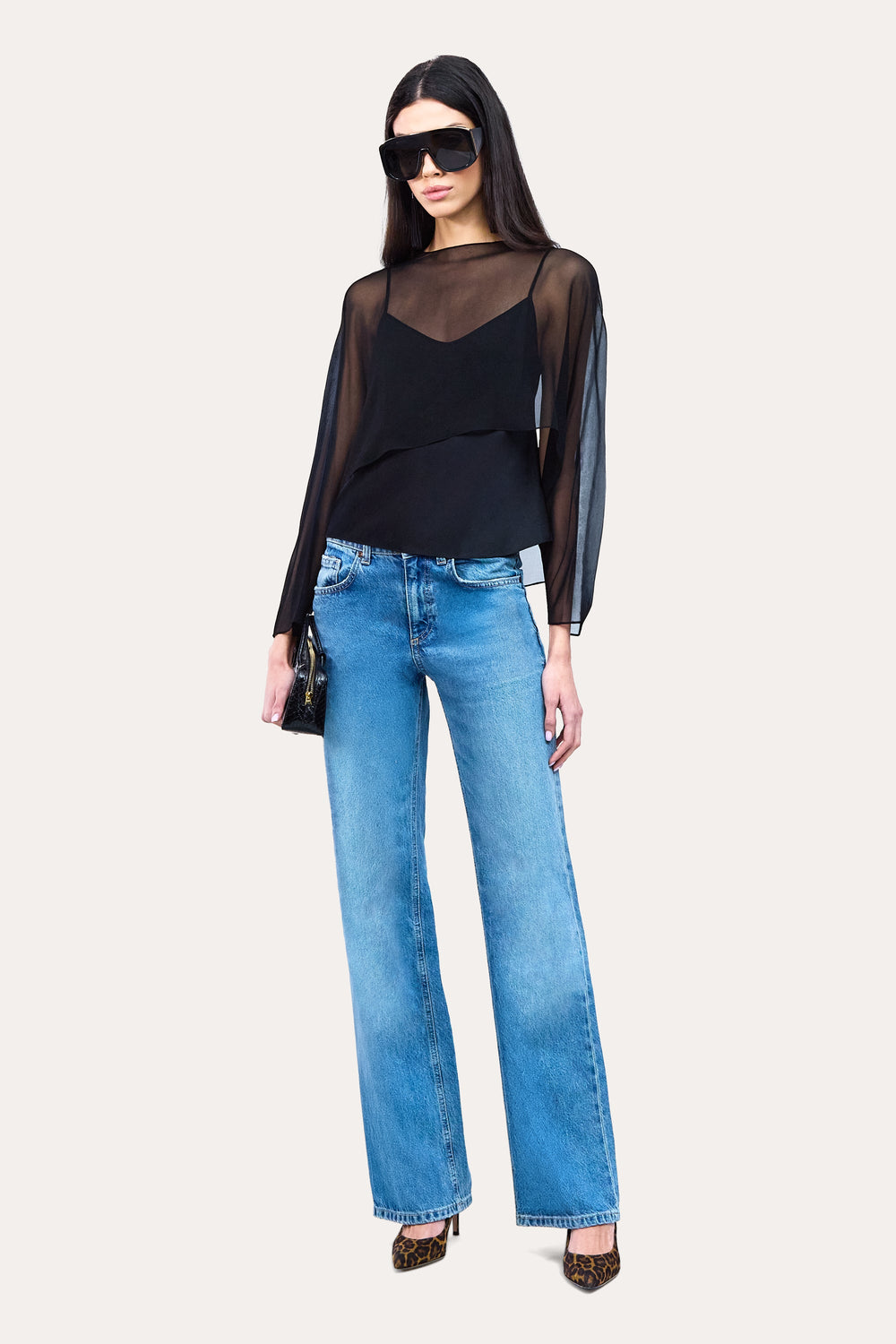 Sienna Silk Overlay Blouse | Elie Tahari BLACK