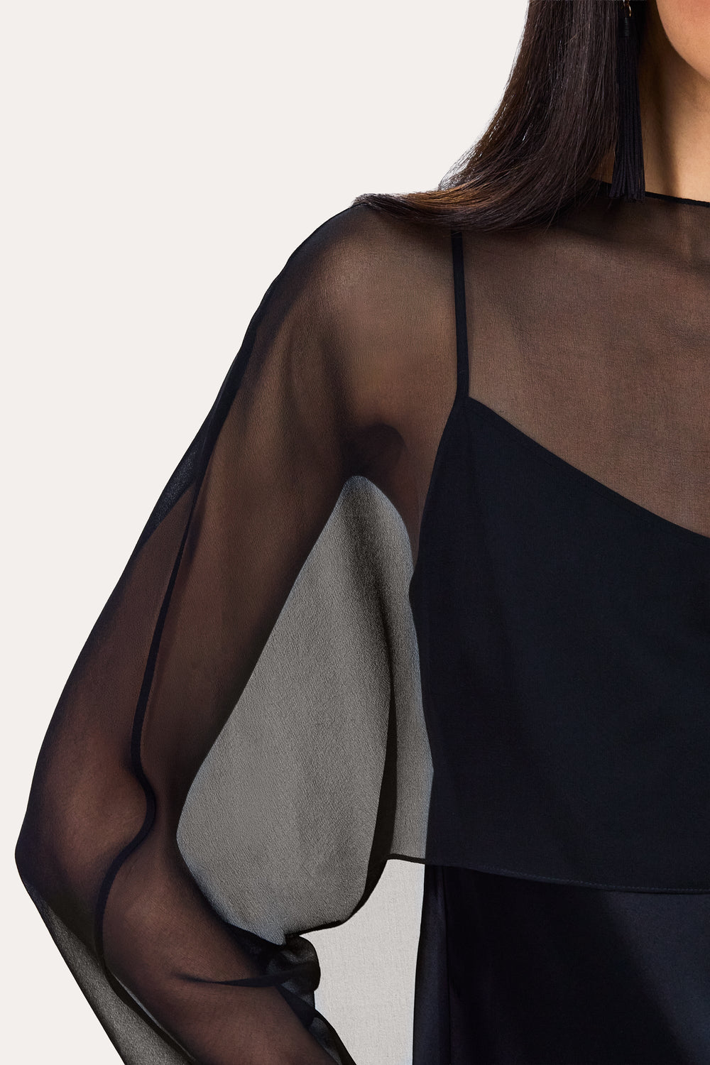 Sienna Silk Overlay Blouse | Elie Tahari BLACK
