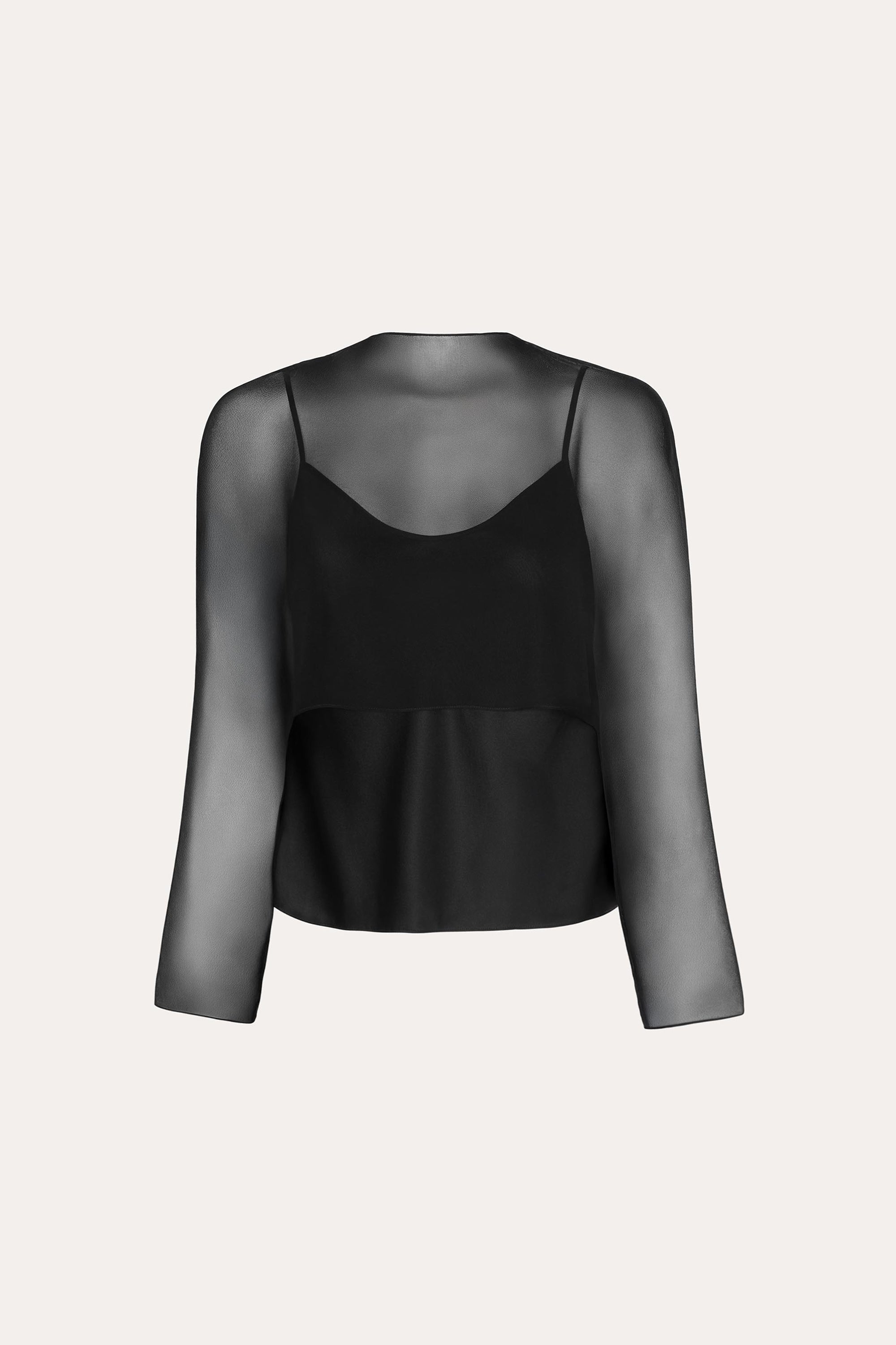 Sienna Silk Overlay Blouse | Elie Tahari BLACK