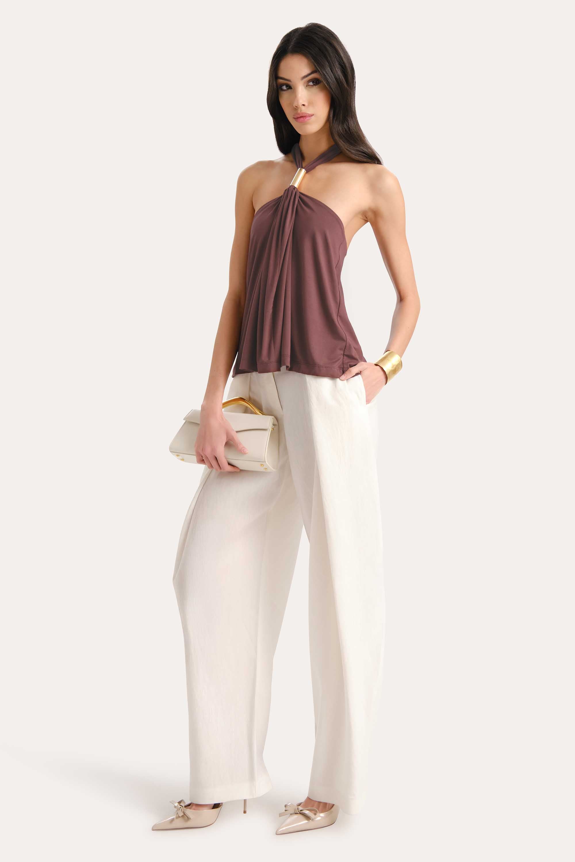 Lila Halterneck Top | Elie Tahari VINTAGE ROUGE