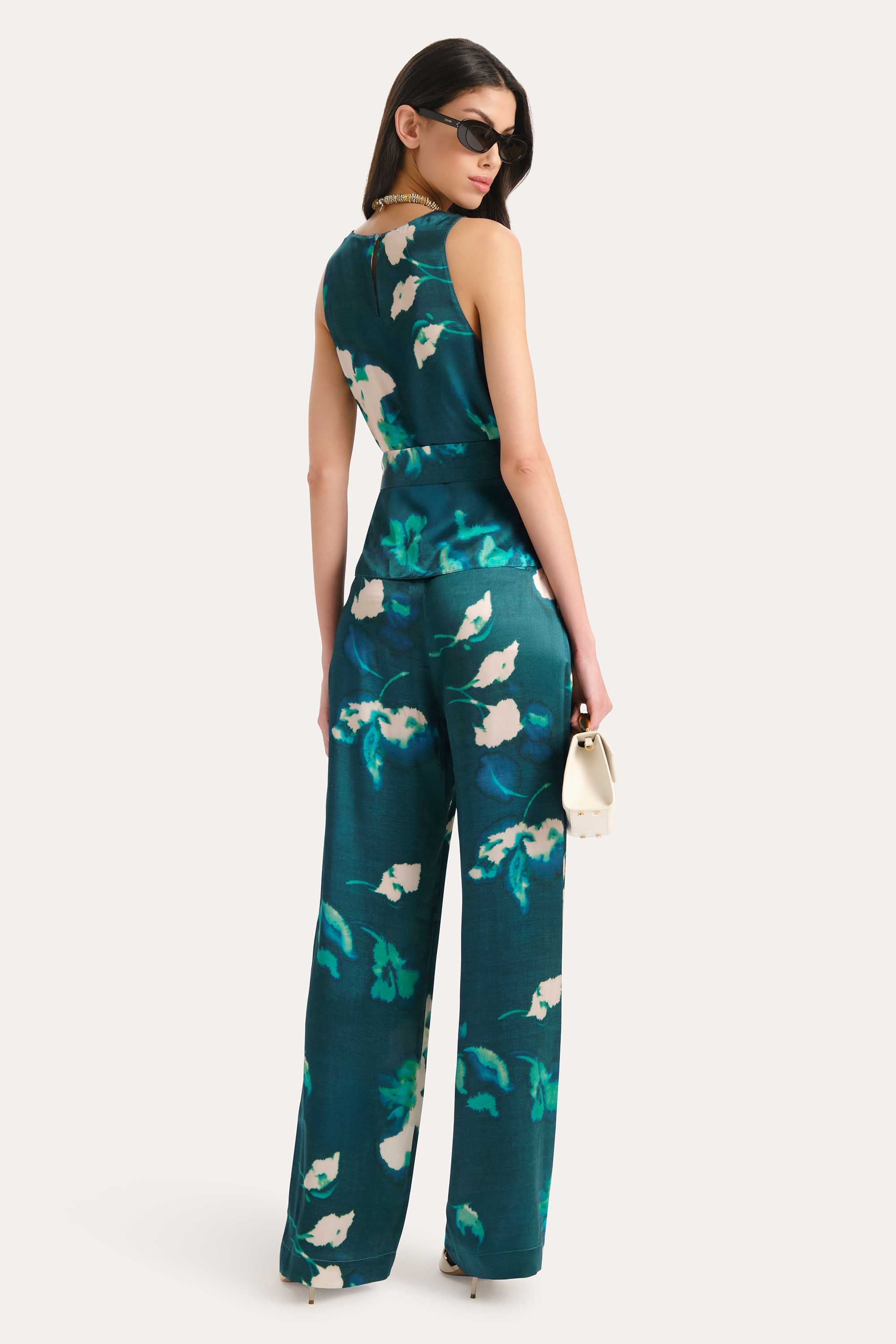 Delilah Floral Silk Halterneck Top | Elie Tahari AZURE GARDEN