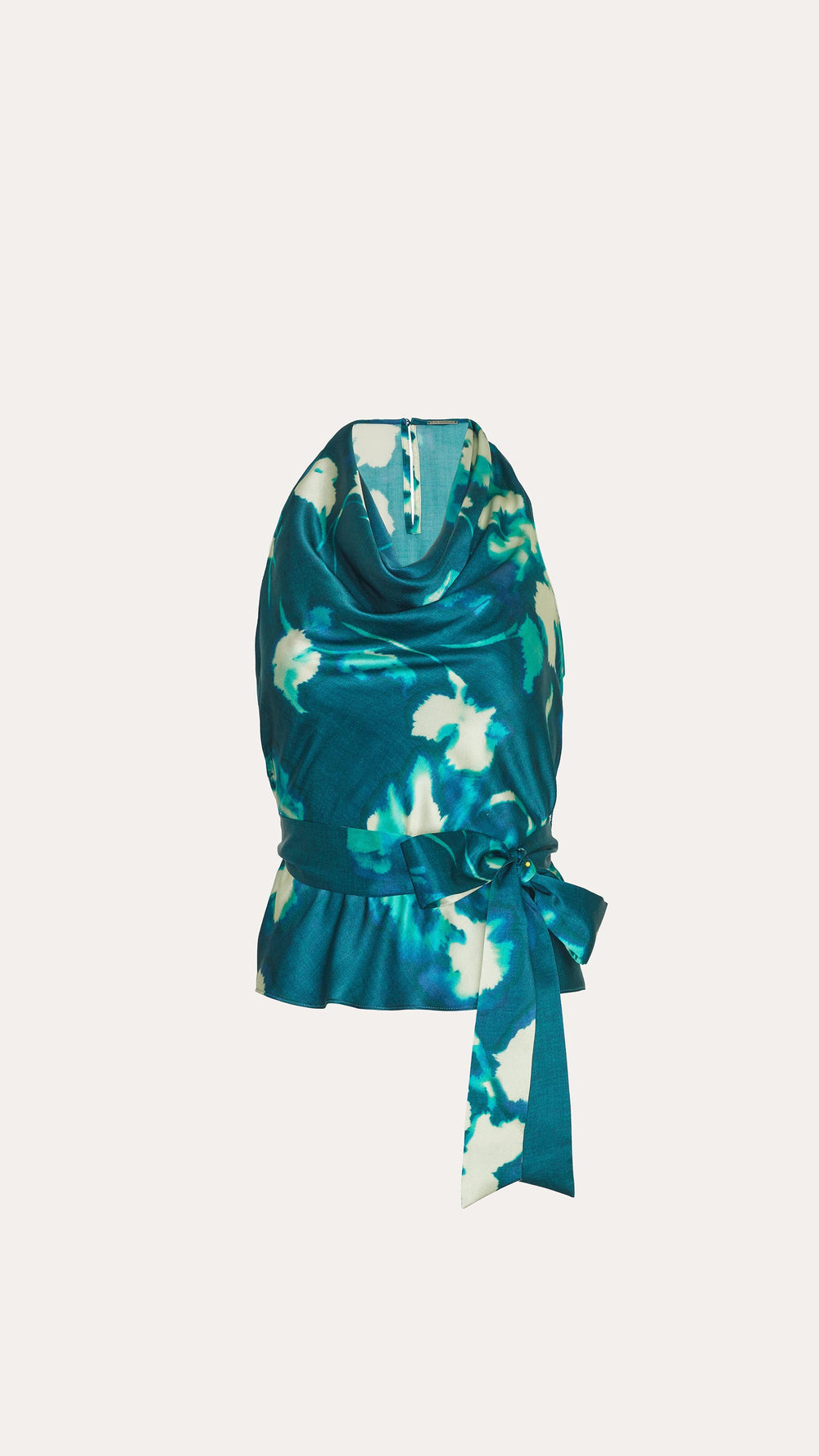 Delilah Floral Silk Halterneck Top | Elie Tahari AZURE GARDEN