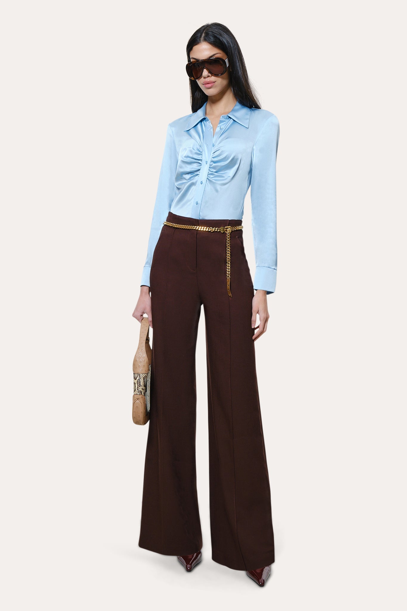 Anya Silk Charmeuse Ruched Shirt | Elie Tahari CELESTINE