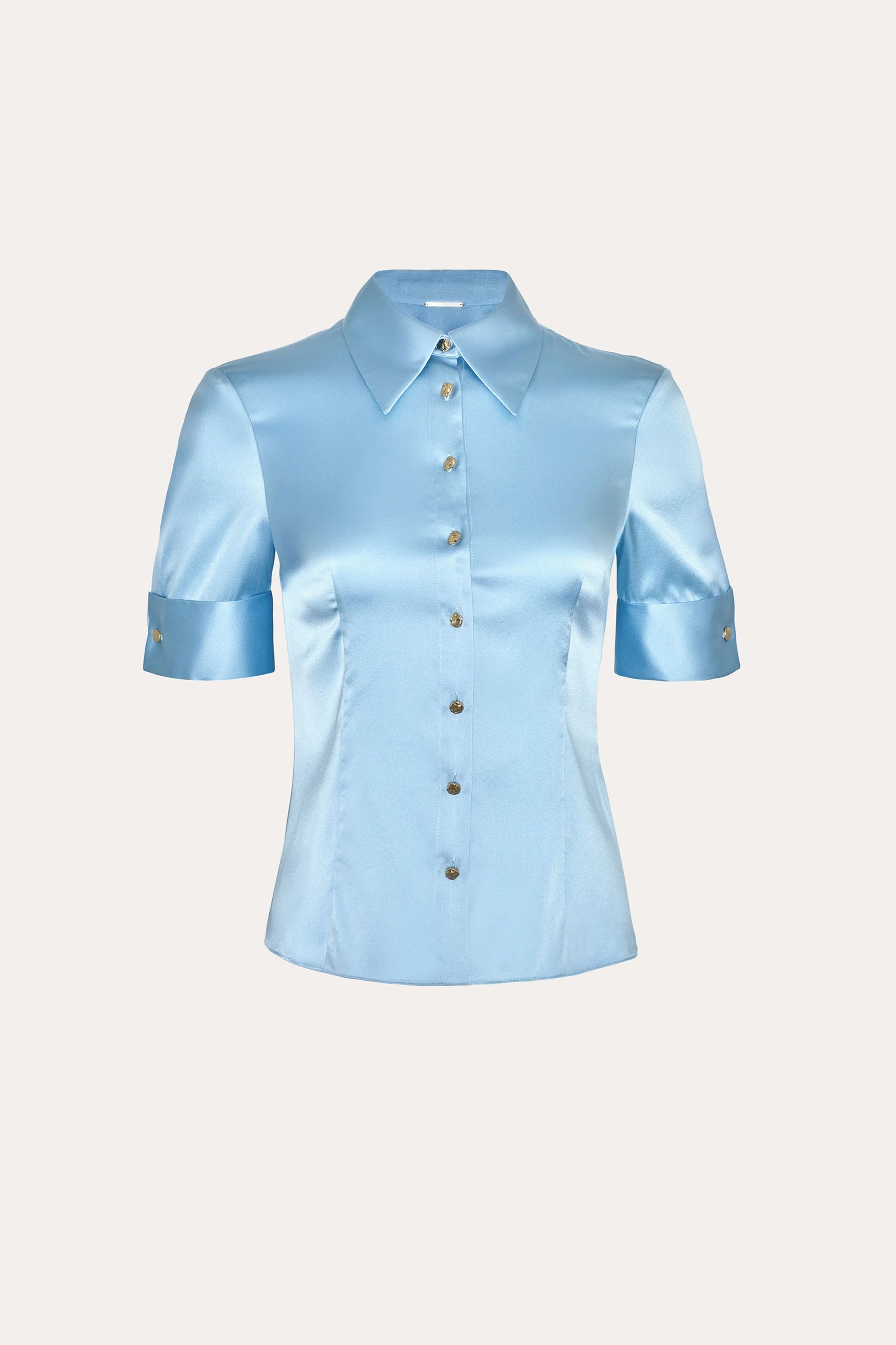 Sylvie Silk Charmeuse Short Sleeve Shirt | Elie Tahari CELESTINE