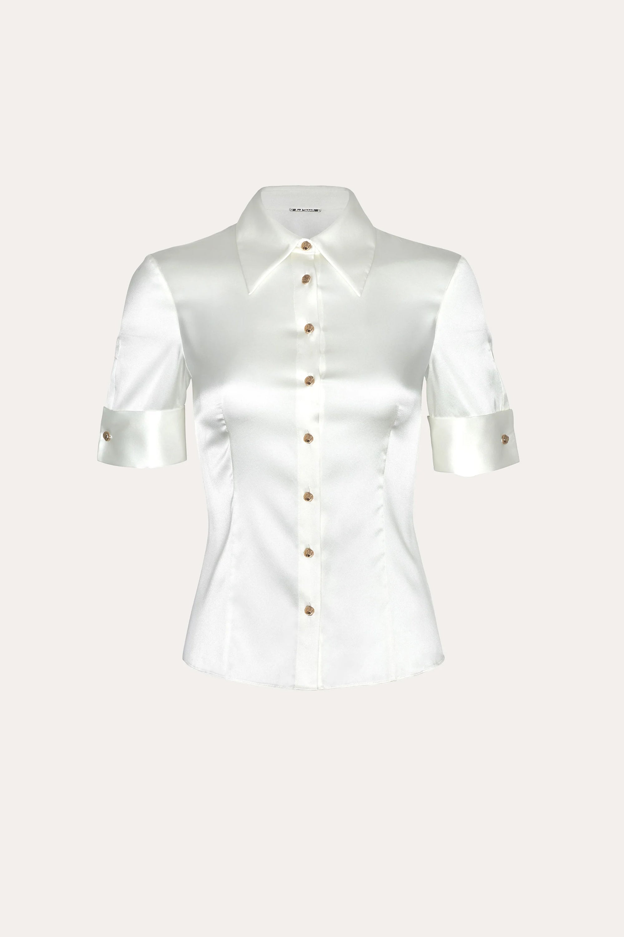 Sylvie Silk Charmeuse Short Sleeve Shirt | Elie Tahari FRESH PEARL