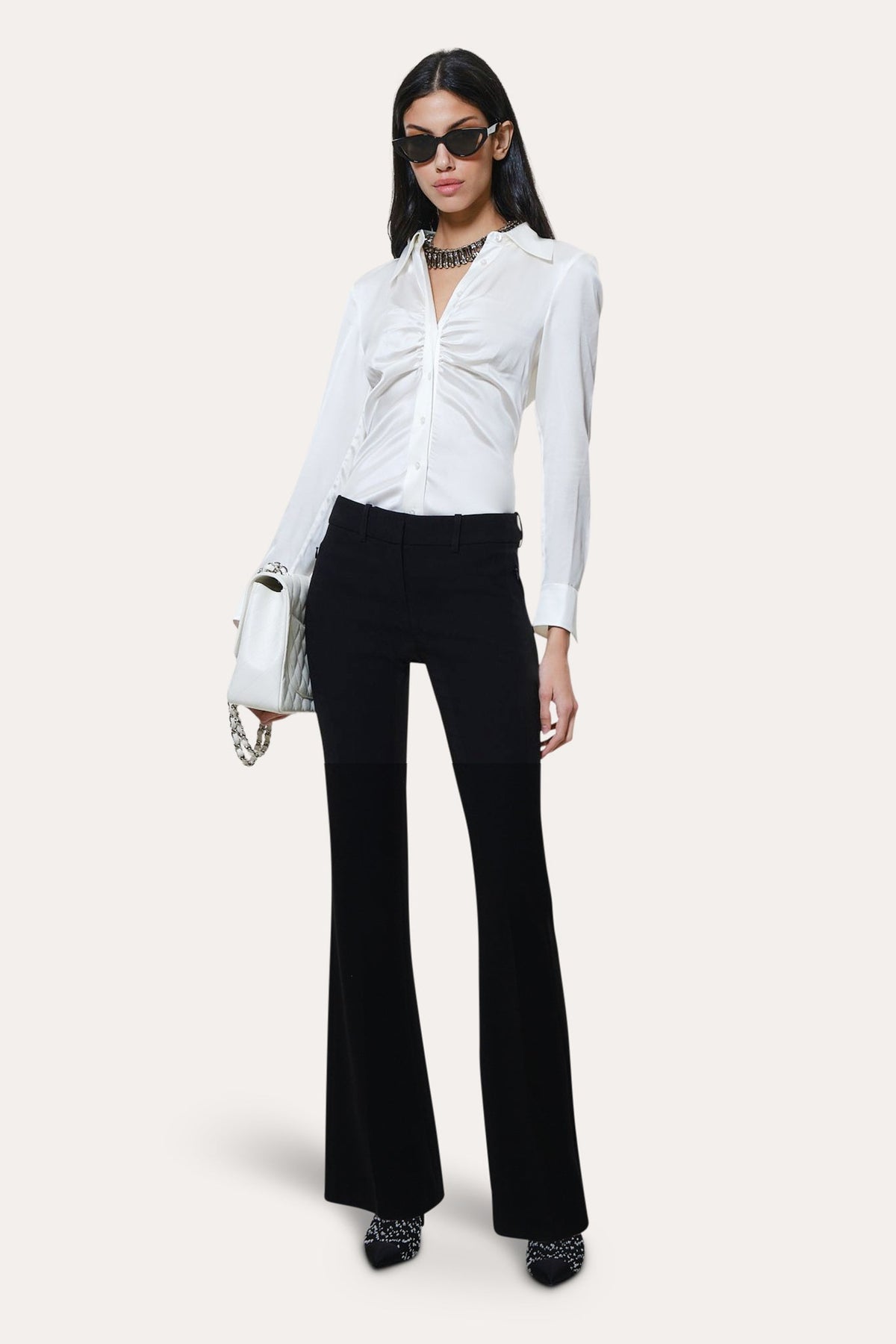 Anya Silk Charmeuse Ruched Shirt | Elie Tahari FRESH PEARL