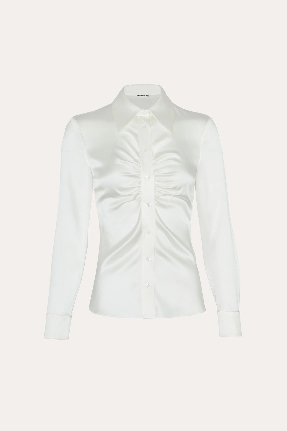 Anya Silk Charmeuse Ruched Shirt | Elie Tahari FRESH PEARL