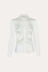 Anya Silk Charmeuse Ruched Shirt | Elie Tahari FRESH PEARL