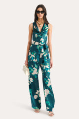 Delilah Floral Silk Pant | Elie Tahari AZURE GARDEN