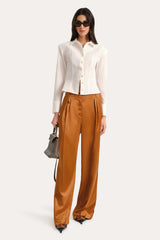 Kaia Satin Wide Leg Pant | Elie Tahari LATTE BRONZE