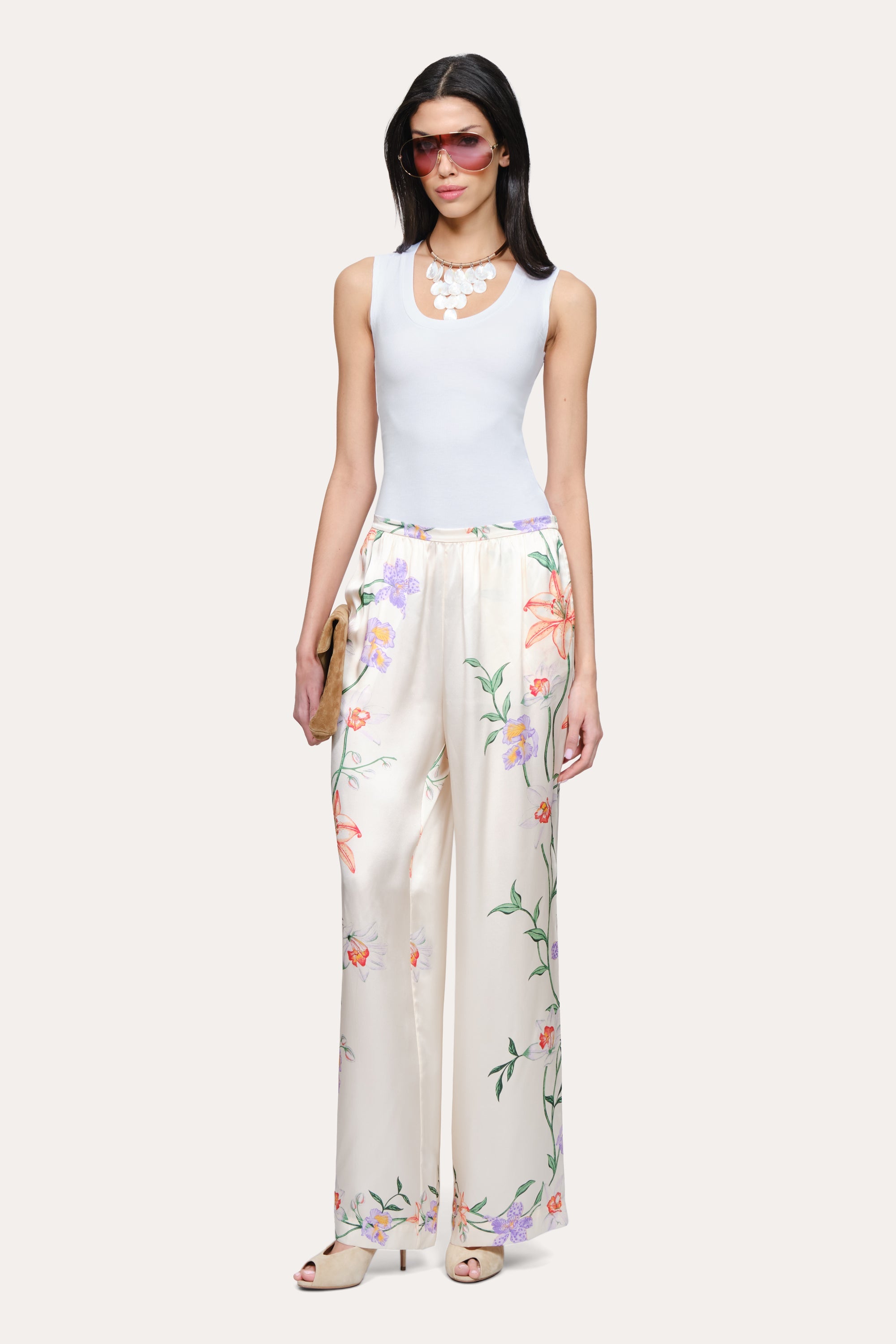 Frances Floral Silk Pant | Elie Tahari PETALE D'ORO